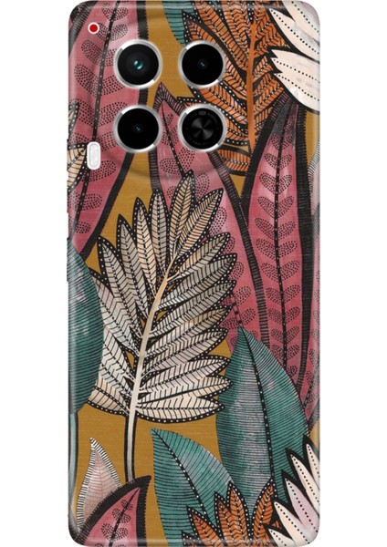 Tecno Camon 30 Kılıf (Cl6) Uyumlu Silikon Desenli Kapak Yapraklar