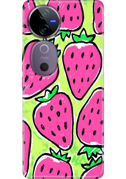 Vivo V40 Kılıf Desenli Temalı Esnek Silikon Çilek