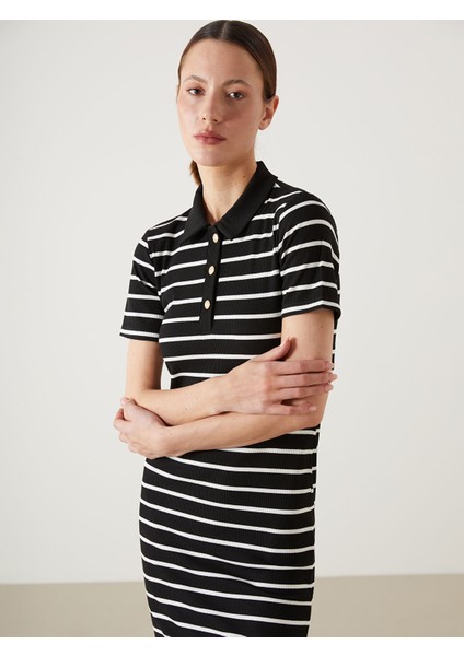 Yeni Sezon Gömlek Yaka Çizgili Elbise fiyatları