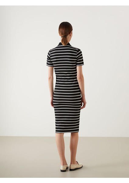 Yeni Sezon Gömlek Yaka Çizgili Elbise fırsatları