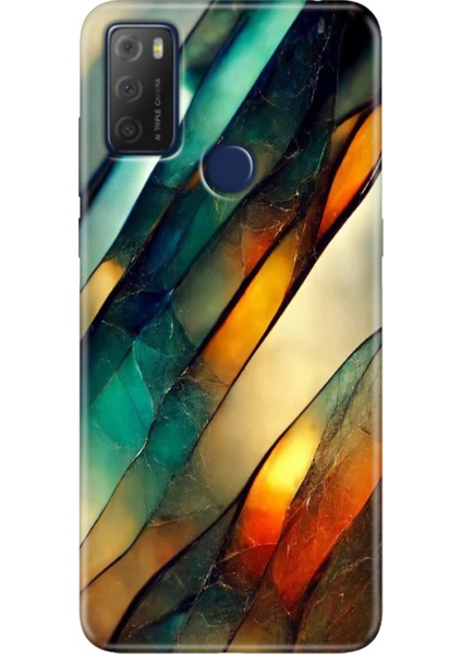 Tcl 20E Kılıf Desenli Silikon Kampanyalı Kapak Flora Mermer