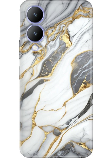 Vivo Y17S Kılıf Desenli Kapak Renkli Silikon Cvr Arsos Mermer