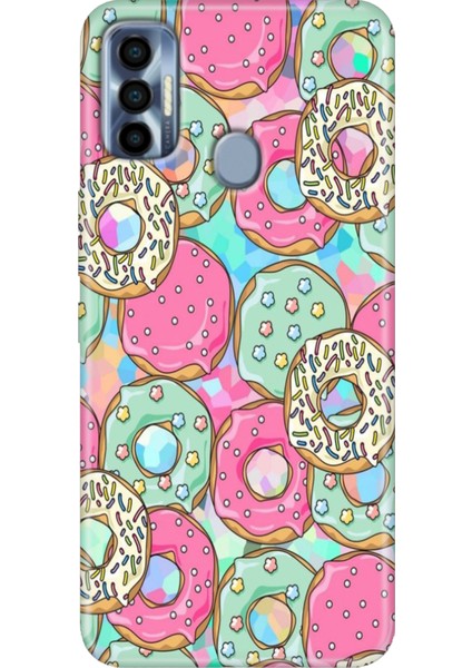 Tecno Spark 7 Pro Kılıf Renkli Silikon Donut