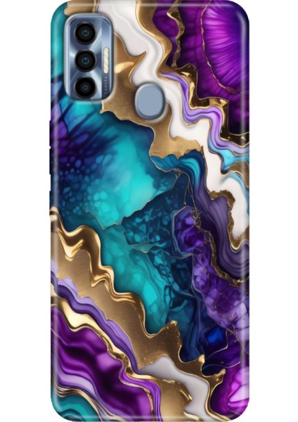 Tecno Spark 7 Pro Kılıf Renkli Silikon Keskin Ametist