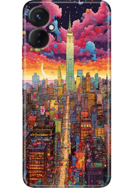 Tecno Camon 19 Neo Kılıf (CH6I) Uyumlu Desenli Silikon Retro Newyork