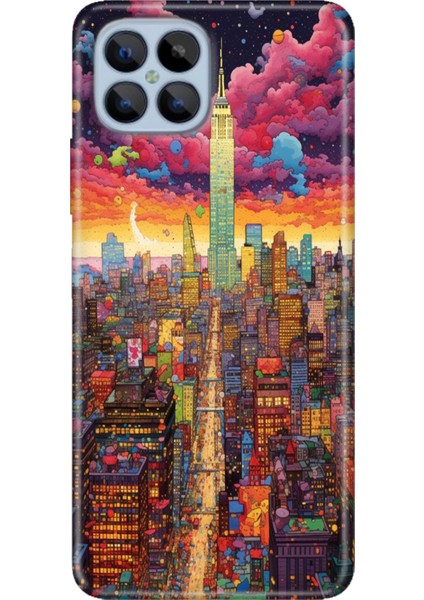 Omix X600 Kılıf Renkli Esnek Silikon Retro Newyork