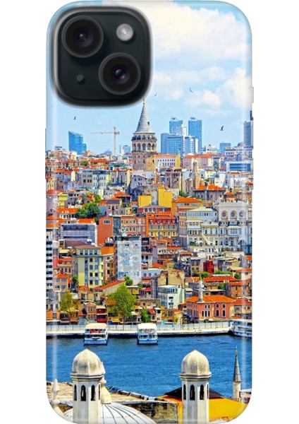 iPhone 15 Uyumlu Kılıf Desenli Kapak Renkli Tpu Uv Istanbul