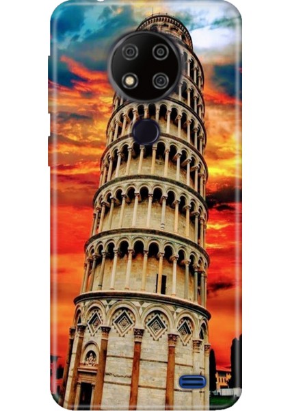 Reeder P13 Blue Max 2020 Kılıf Desenli Kapak Silikon Cover Pizza Kulesi