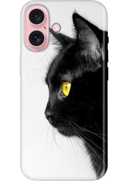 iPhone 16 Plus Kılıf Silikon Desenli Kalıplı Case Kedi Bakışı