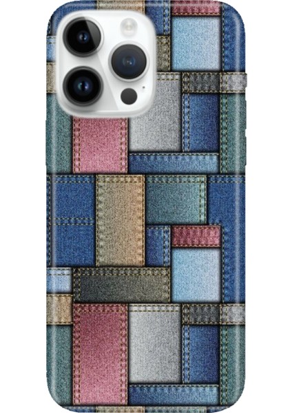 iPhone 16 Pro Max Kılıf Silikon Desenli Baskılı Cover Jean Pattern