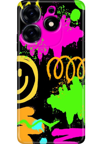 Tecno Spark 20 - 20C Kılıf Renkli Temalı Tarz Silikon Smile