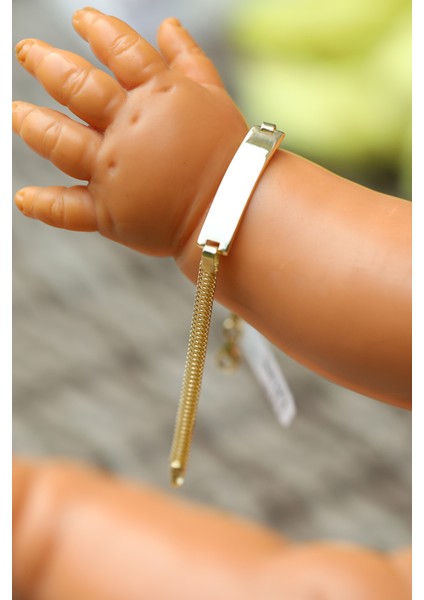 14 Ayar Altın Hasır Örme Zincirli Çocuk Künyesi fiyatları