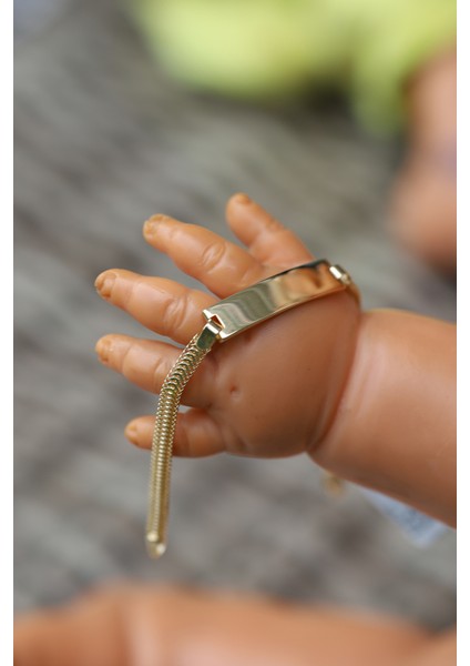 14 Ayar Altın Hasır Örme Zincirli Çocuk Künyesi fırsatları