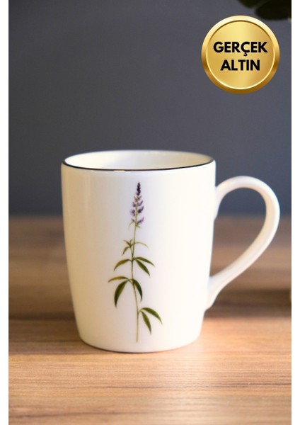Porselen Natura Salkım Kulplu Mug Kupa 9cm 220ML Tekli