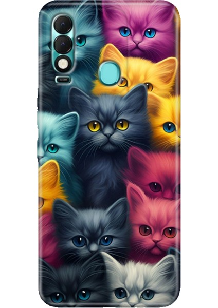 Tecno Spark 8t Kılıf Desenli Kapak Renkli Kedi Ordusu