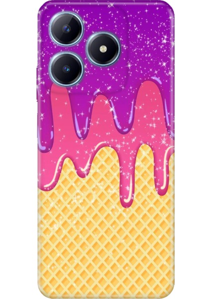 Realme C63 Kılıf Renkli Baskılı Silikon Krema