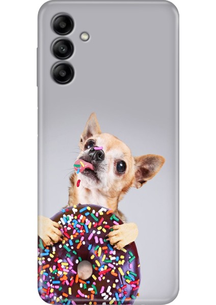 Samsung Galaxy M14 Uyumlu Kapak Kılıf Tasarım Esnek Silikon Donut Dog