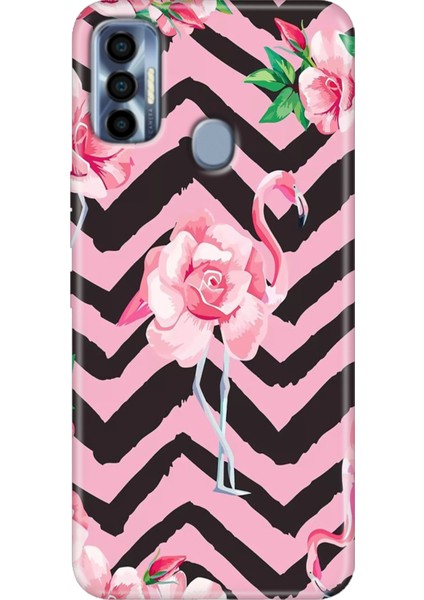 Tecno Spark 7 Pro Kılıf Renkli Silikon Flamingo