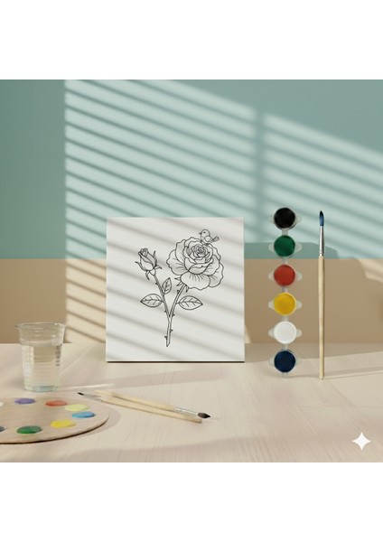 Çocuklar Için Gül ve Gonca Baskılı Kolay Çizimli Boyama Seti fiyatları