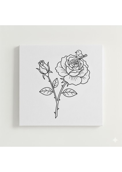 Çocuklar Için Gül ve Gonca Baskılı Kolay Çizimli Boyama Seti modelleri