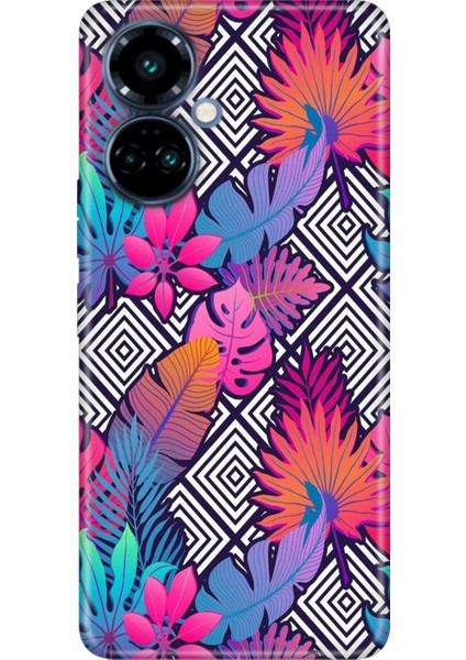 Tecno Camon 19 Pro Kılıf Renkli Temalı (CI8N) Uyumlu Silikon Botanik