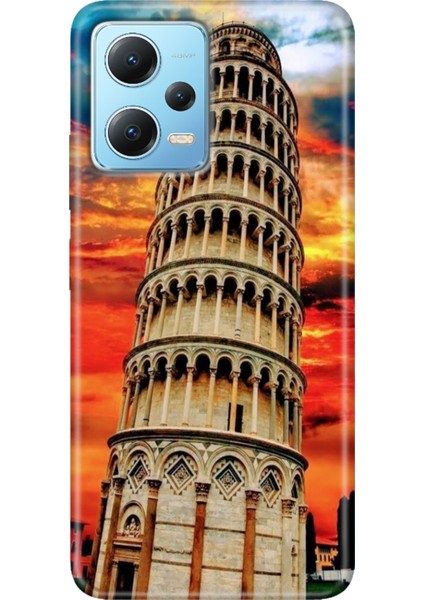 Redmi Note 12 5g Kılıf Baskılı Dokulu Kapak Silikon Pizza Kulesi
