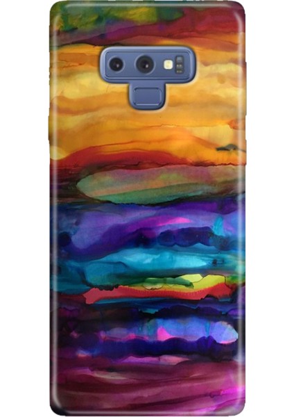 Samsung Galaxy Note 9 Kılıf Renkli Esnek Silikon Sulu Boya