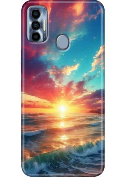 Tecno Spark 7 Pro Kılıf Renkli Silikon Okyanus