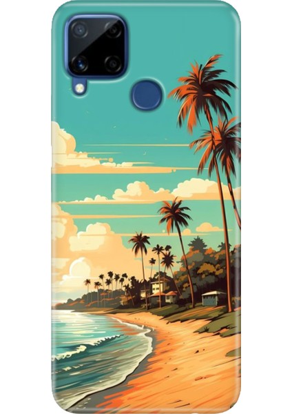 Realme C15 Kılıf Desenli Silikon Renkli Tpu Uv Malibu