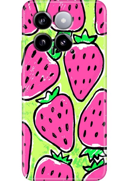 Xiaomi Mi 14 Kılıf Renkli Rubber Kapak Silikon Çilek