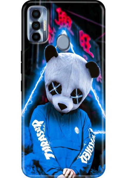 Tecno Spark 7 Pro Kılıf Renkli Silikon Cool Panda