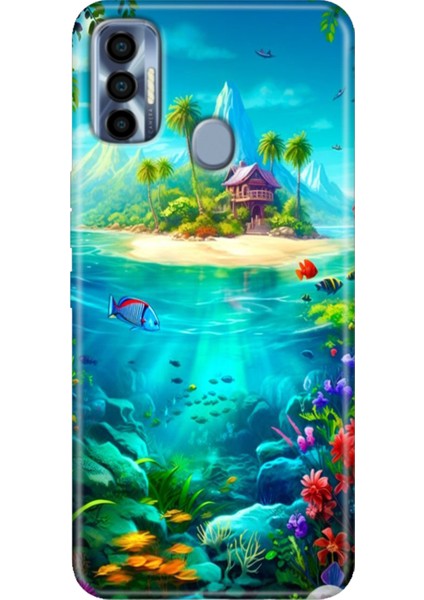 Tecno Spark 7 Pro Kılıf Renkli Silikon Island