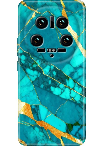 Xiaomi Mi 14 Ultra Kılıf Renkli Rubber Desen Silikon Prag Mermer