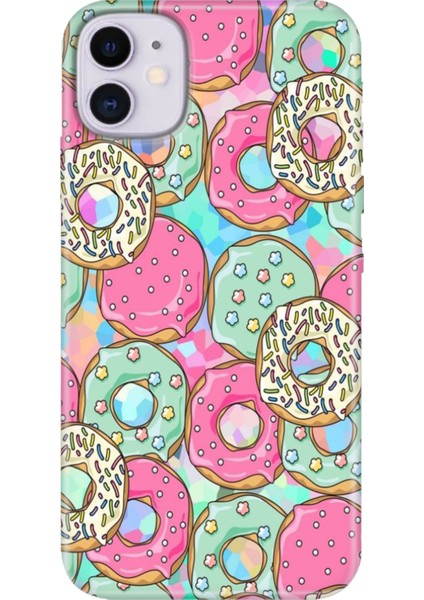 Apple iPhone 11 Kılıf Renkli Temalı iPhone 11 Silikon Donut