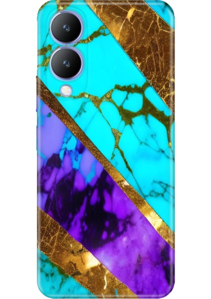 Vivo Y17S Kılıf Desenli Kapak Renkli Silikon Cvr Nezih Mermer