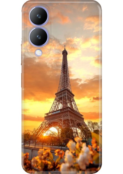 Vivo Y17S Kılıf Desenli Kapak Renkli Silikon Cvr Eyfel