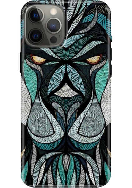 Apple iPhone 12 Pro Kılıf Tasarım Baskılı Silikon Lion Mandala