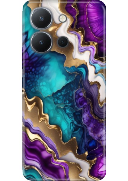 Vivo Y36 4g Kılıf Desenli Kapak Renkli Tpu Uv Keskin Ametist