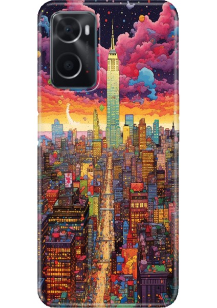 Oppo A76 Kılıf Silikon Tasarım Stok Retro Newyork