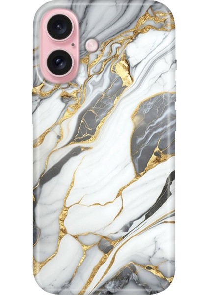 iPhone 16 Plus Kılıf Silikon Desenli Kalıplı Case Arsos Mermer