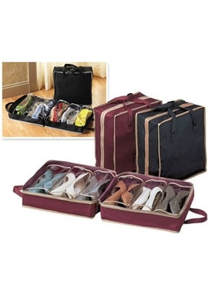 Fermuarlı 6 Bölmeli Ayakkabı Saklama Hurcu