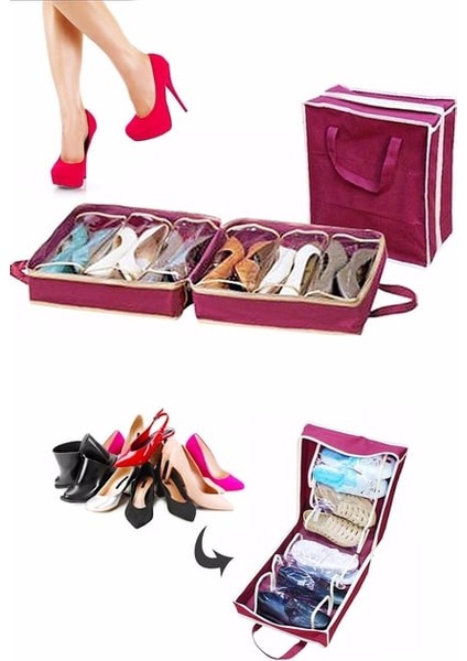 Fermuarlı 6 Bölmeli Ayakkabı Saklama Hurcu fiyatları