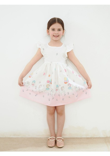 Yeni Sezon Bisiklet Yaka Poplin Kız Çocuk Elbise
