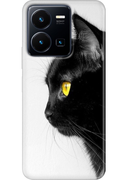 Vivo Y22S -Y35 Kılıf Desenli Kapak Renkli Tpu Uv Kedi Bakışı