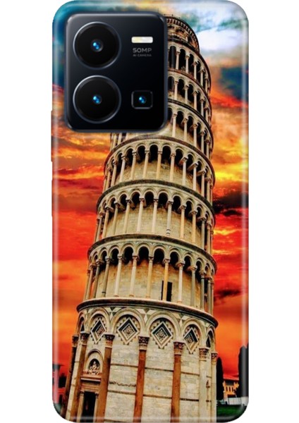 Vivo Y22S -Y35 Kılıf Desenli Kapak Renkli Tpu Uv Pizza Kulesi
