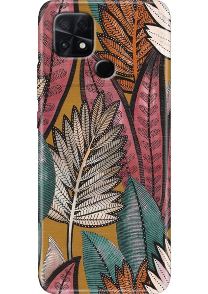 Poco C40 Kılıf Renkli Temalı Silikon Yapraklar