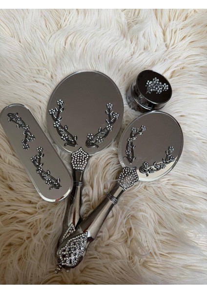 Kristal Inci Dal Detaylı Gelin Ayna Tarak Seti – Lüks Çeyizlik Hediyelik Kutulu Premium Set fiyatları