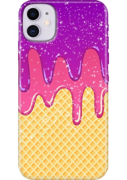 Apple iPhone 11 Kılıf Renkli Temalı iPhone 11 Silikon Krema