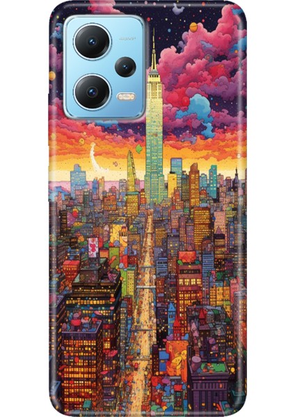 Redmi Note 12 5g Kılıf Baskılı Dokulu Kapak Silikon Retro Newyork
