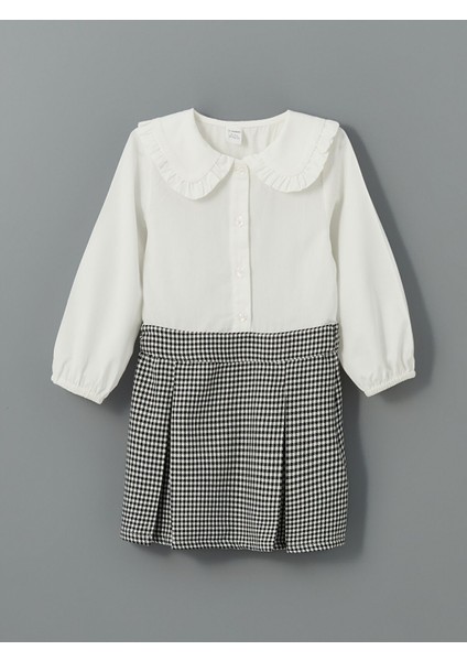 Yeni Sezon Pamuklu Ekose Desenli Kız Çocuk Elbise